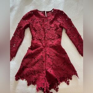 Lovers & Friends Red Lace Romper XS
